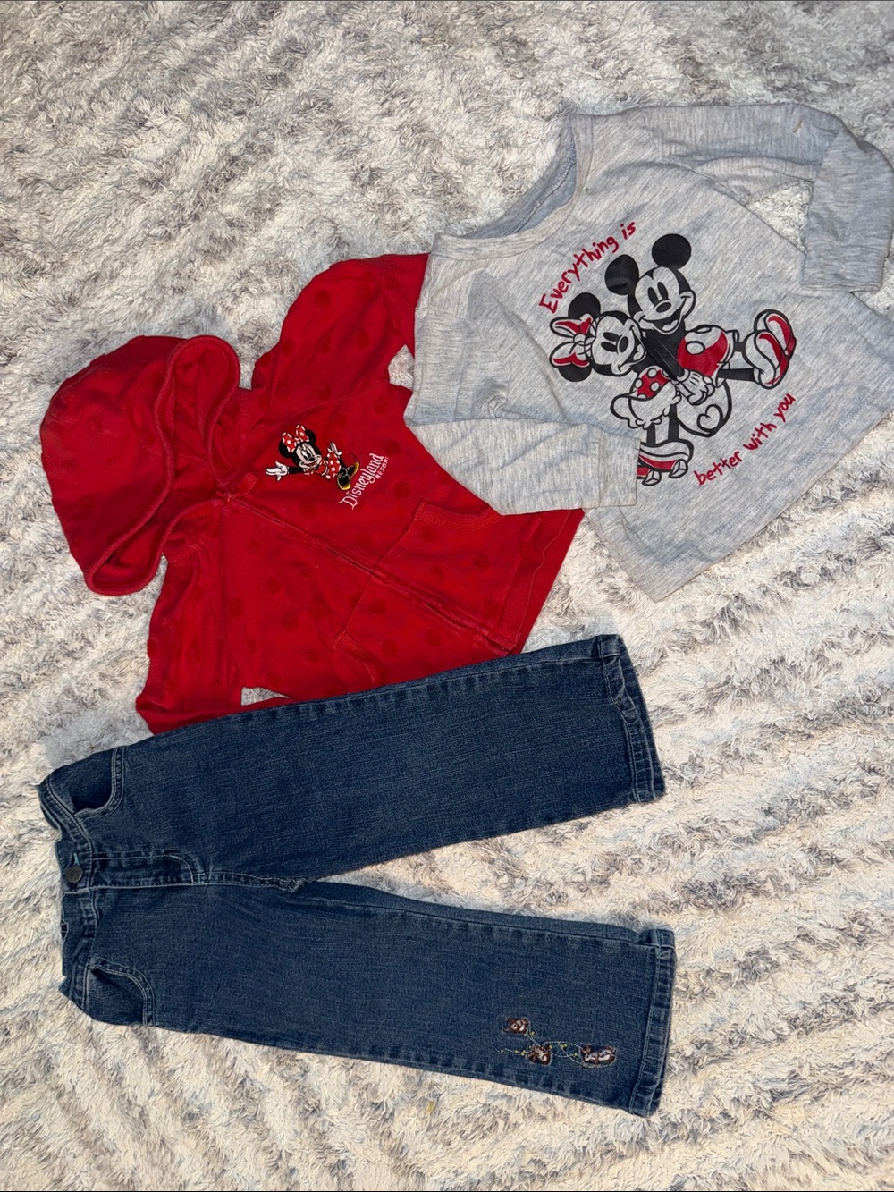 18-24m vintage Disney Red Hooded Minnie Zip Jacket Gray Mickey & Minnie Top